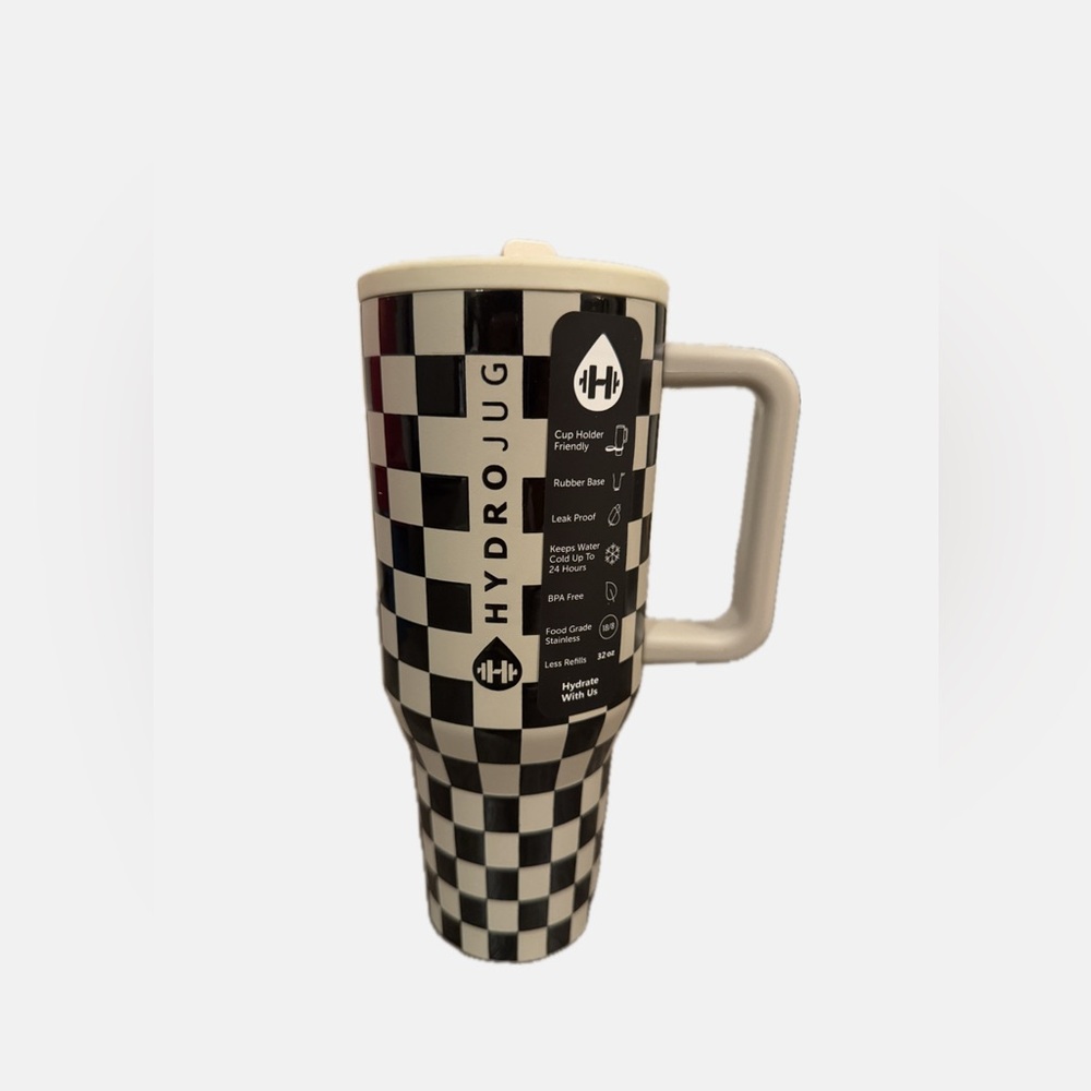 HydroJug Checkered Black and White Mug